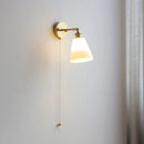 Axyaa LED Wall Sconce with Pull Chain Switch White Glass Stair Light
