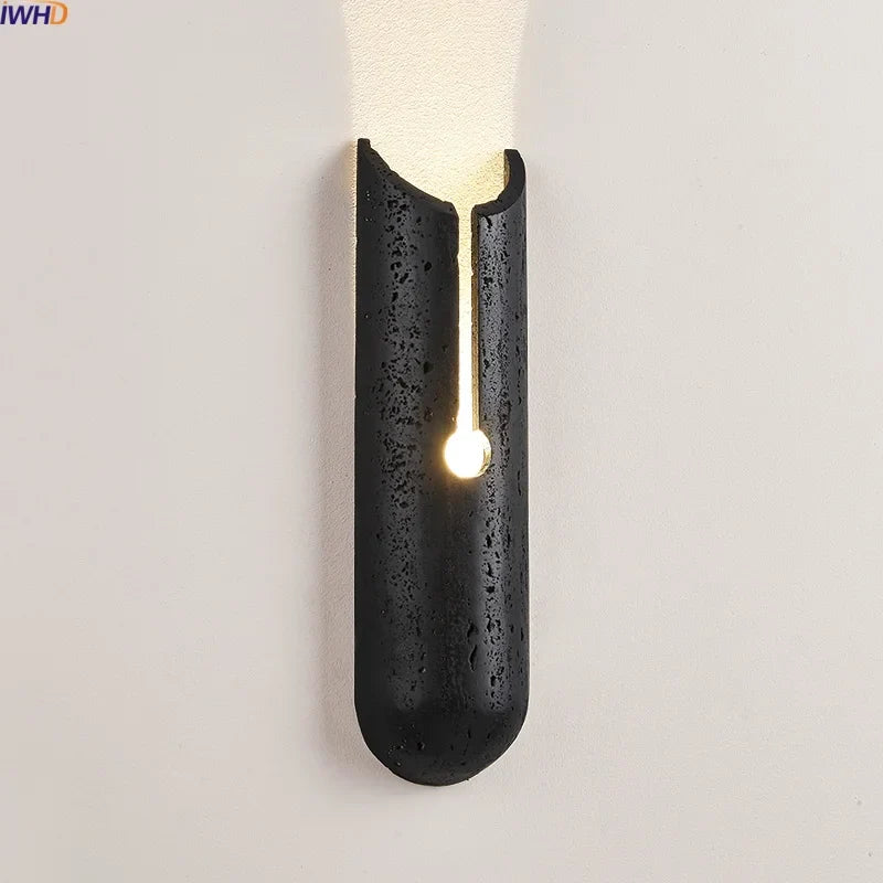 Axyaa Black Travertine Wall Art LED Wall Lights - Interior Living Room Bedroom Bedside Lamp