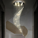 Axyaa Luxury Spiral Crystal Chandelier, LED Modern Long Staircase Hanging Light Fixture for Home Decor