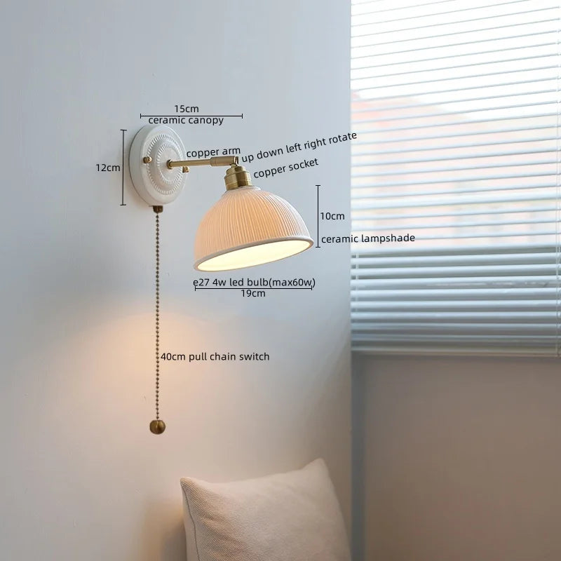 Axyaa Nordic Ceramic LED Wall Lights for Bedroom Living Room Decoration