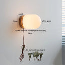Nordic Glass LED Wall Sconce by Axyaa w/Switch - White Bedside Lamp