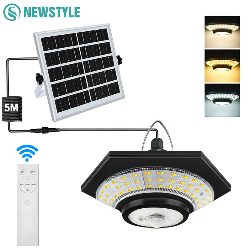 Axyaa Solar Motion Sensor Pendant Light - Indoor/Outdoor Dimmable Shed Lamp