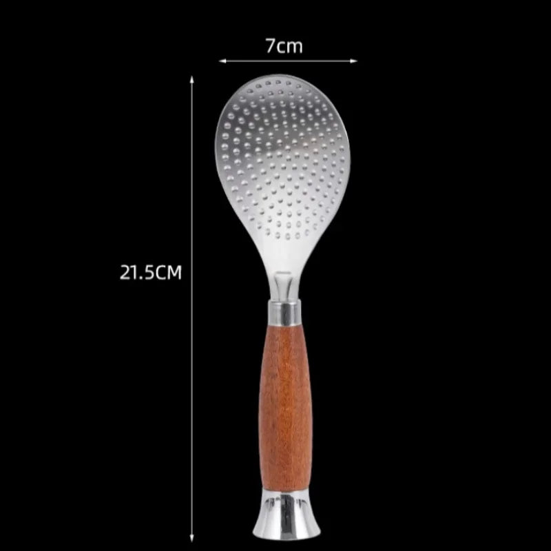 Axyaa Stainless Steel Rice Scoop with Wooden Handle - Non-Stick Kitchen Spatula