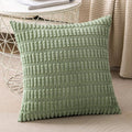 Axyaa Green Corduroy Throw Pillow Covers Set 20x20Inch for Couch Sofa Bed