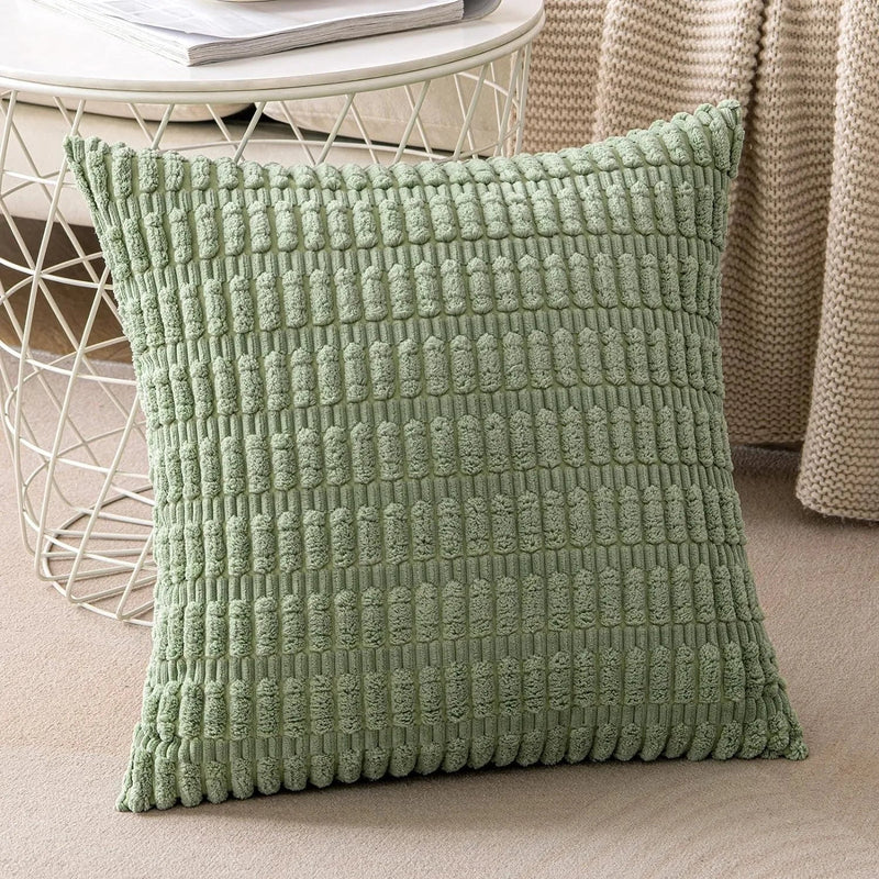 Corduroy Green Cushion Cover 45x45cm Axyaa Brand Sofa Pillowcase Home Decor