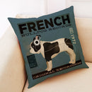 Axyaa Linen Pillowcase for Car Sofa Cushion Cover 45*45cm - Retro Dog Design