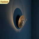 Axyaa Circular Gold Foil Wall Lamp for Hotel Lobby, Living Room, Bedroom - Elegant Atmosphere Lighting