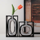 Silver Ceramic Vase Frame for Home Decor by Axyaa