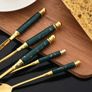 Axyaa Green Gold Stainless Steel Cutlery Set Dinnerware Flatware Silverware
