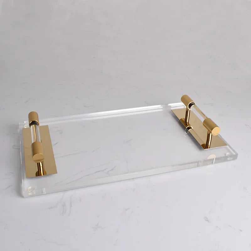 Axya Transparent Acrylic Tray: Elegant Storage Box for Jewelry, Cosmetics, and Decor