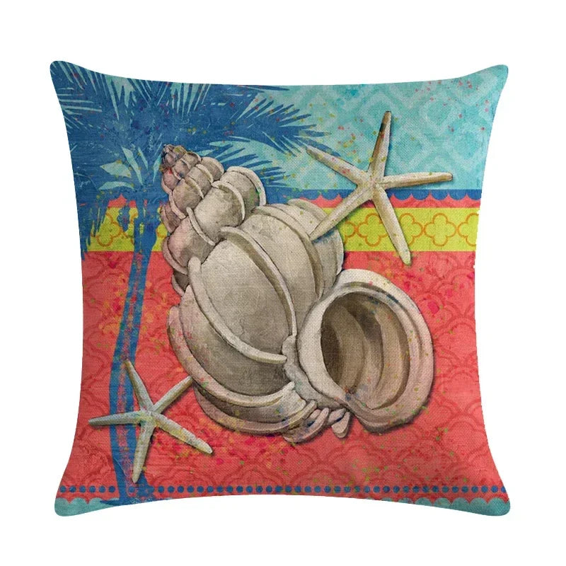 Axyaa Starfish Conch Linen Pillowcase 45*45cm