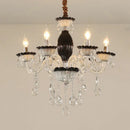 Axyaa Black Lotus Edge Crystal Chandelier: Elegant Home Room Decor Pendant Light