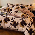 Axyaa Winter Coffee Fleece Quilt Set - Thickened Imitation Rabbit Hair - 4 Piece