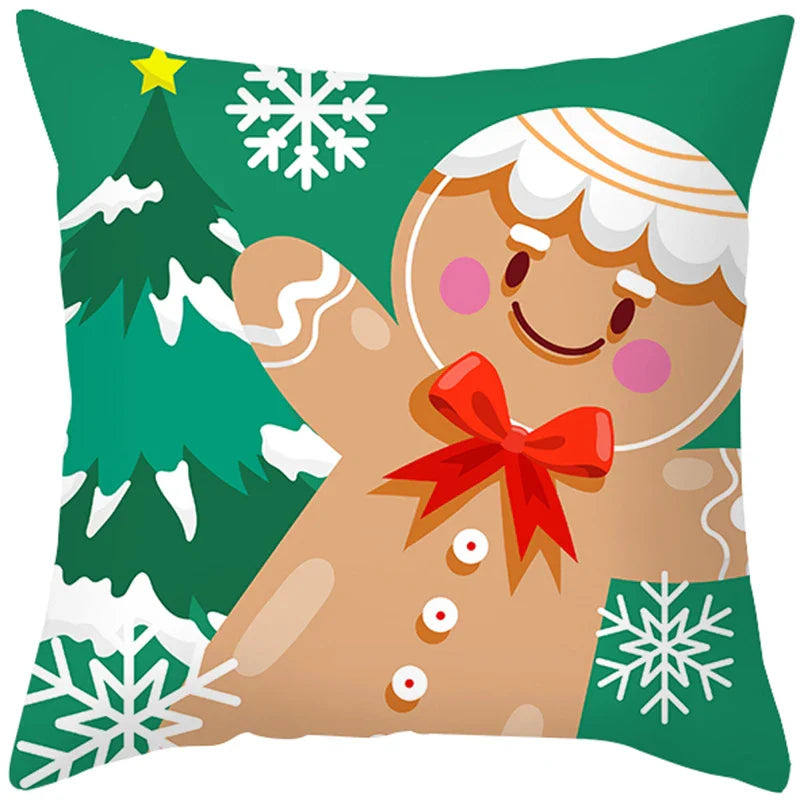 Axyaa Christmas Cushion Cover 45x45cm Snowman Santa Noel Navidad Happy New Year