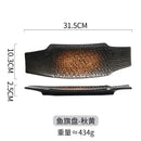 Axyaa Black Ceramic Sushi & Hotpot Plate - Rectangular Cuisine Dish