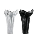 Axyaa Resin Vase Irregular Shape Black White Flowers Handicraft Ornaments
