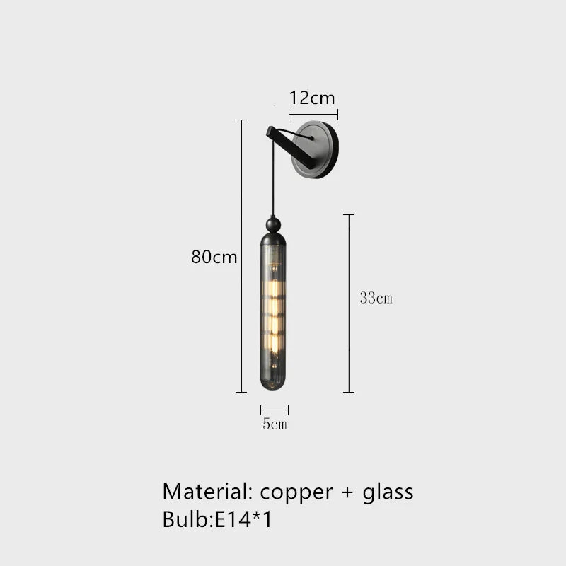 Axyaa Clear Glass Wall Lamp Gold Black Metal Sconce Surface Mount