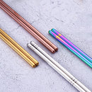 Axyaa Stainless Steel Metal Chopsticks Set - Reusable Non-Slip Dishwasher Safe Sushi Tools