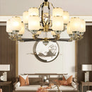 Luxurious Axyaa Copper Jade Chandelier for Modern Living, Dining, and Bedroom Lighting