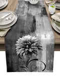 Axyaa Blue Dahlia Oil Painting Table Runner - Home Dinner Table Decor