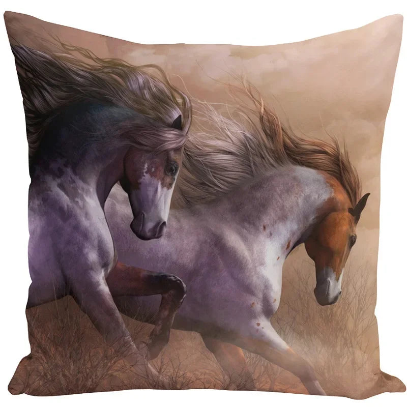 Animal Horse Printed Cushion Cover by Axyaa - Sofa Decor Pillowcase