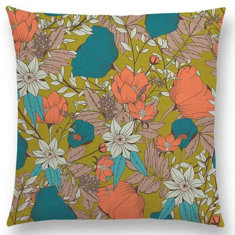 Axyaa Botanical Floral & Butterfly Cushion Cover - Home Decor Sofa Pillow Case