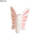Pink Butterfly Ceramic Vase by Axyaa - Artificial Flowers Arrangement Vase for Aesthetic Room Decor
