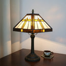 Axyaa Stained Glass Table Lamp 8" Cream Color Desk Light Home Office Bedroom