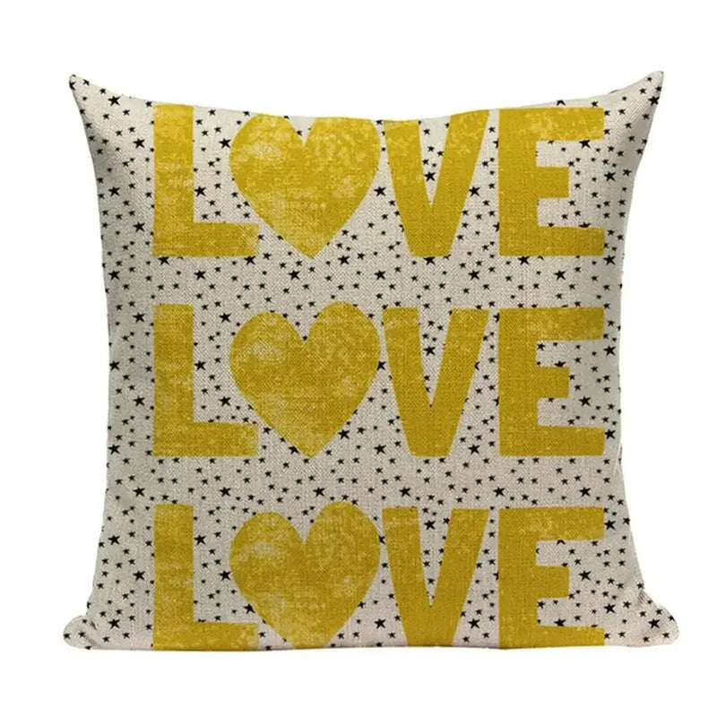 Axyaa Yellow Geometric Linen Pillow Case 45*45cm