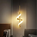 Axyaa LED Pendant Light: Modern Bedroom Hanging Lamp Fixture - Gold Black