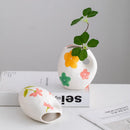 Axyaa Ceramic Flower Vase with Handle - Home Decor Plant Pot