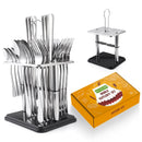 Axyaa 24-Piece Hammer Pattern Cutlery Set with Ceramic Handle