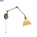 Axyaa Ceramic Copper LED Wall Lamps with Pull Chain Switch for Bathroom Bedroom Living Room