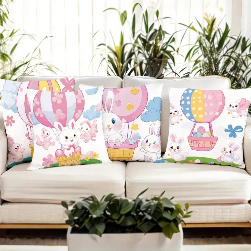 Axyaa Easter Rabbit Pattern Print Pillowcases for Home Decoration