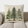 Axyaa Snow-Dusted Pine Trees Pillow Cover for Sofa, Bedroom, Car
