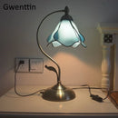 Axyaa Mediterranean Tiffany Stained Glass Table Lamp Vintage LED Desk Light