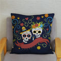 Colorful Day of the Dead Skull Pillows Pattern Cushion Cover by Axyaa for Sofa Bedroom Car