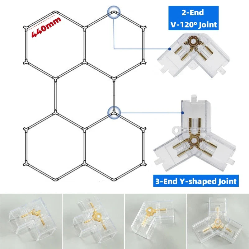 Axyaa Hexagon LED Garage Lights with Honeycomb Detailing for Auto Repair Workshop