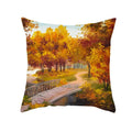 Axyaa Autumn Gold Red Forest Plush Cushion Cover: Vintage Oil Painting Pillowcase