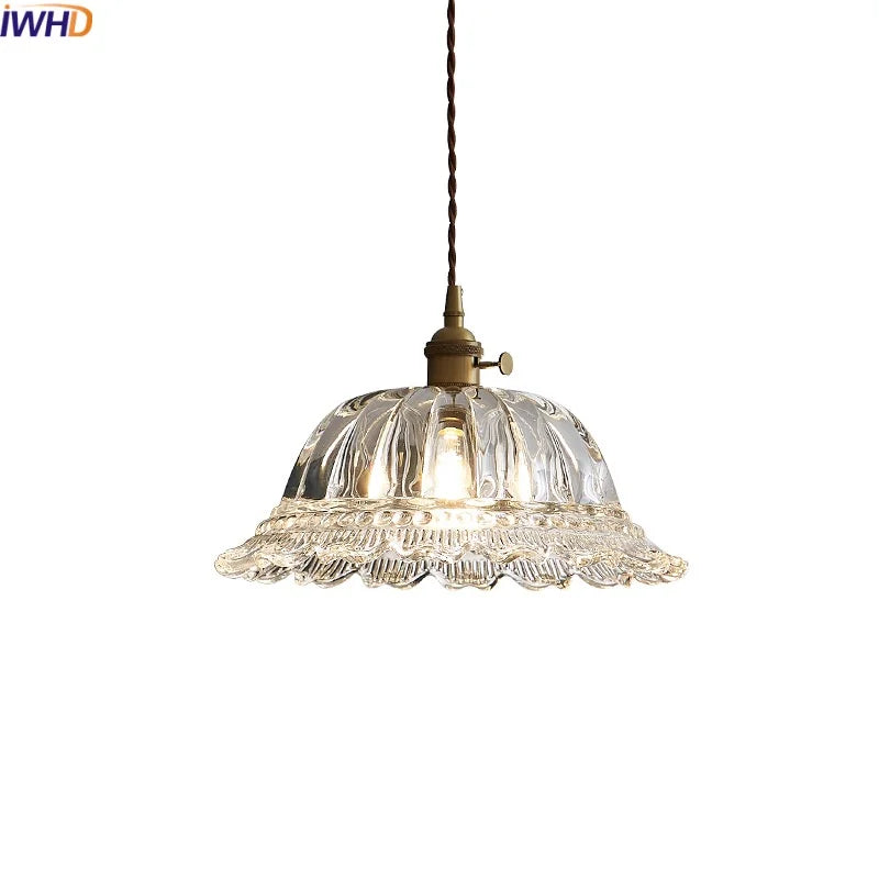 Axyaa Clear Glass LED Pendant Chandelier - Nordic Hanging Lamp for Kitchen, Living Room