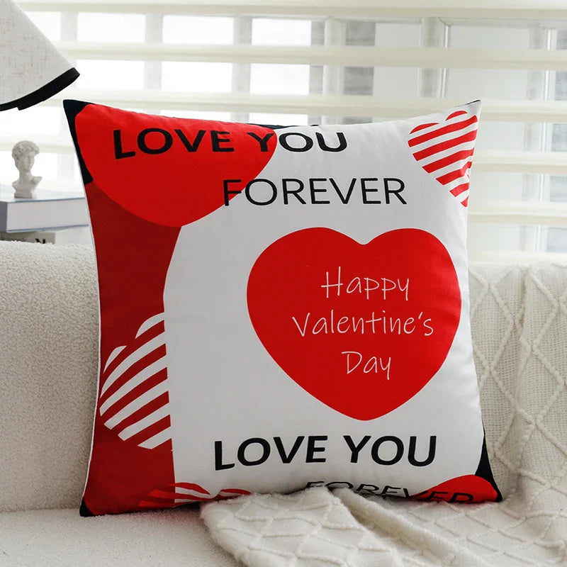 Axyaa Romantic Valentine's Day Short Plush Cushion Cover 45x45cm