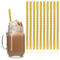 Axyaa Pink Glass Straw Set of 10 - Reusable Eco-Friendly Bubble Tea Smoothie Straws