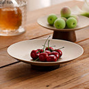 Axyaa Ceramic Fruit Plate with Wooden Storage Tray for Home Decor