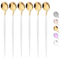 Axyaa Stainless Steel Rose Gold Long Handle Ice Tea Coffee Stir Spoon Set