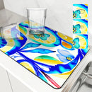 Axyaa Watercolor Kitchen Draining Mat - Large, Anti-slip, Quick Dry, Absorbent Drain Pad