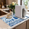 Christmas Deer Silhouette Non-Slip Drying Mat for Kitchen Counters and Tables by Axyaa