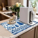 Christmas Deer Silhouette Non-Slip Drying Mat for Kitchen Counters and Tables by Axyaa