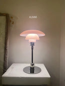 Axyaa Glass Pink LED Table Lamp for Modern Minimalist Girl Bedroom
