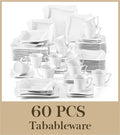 Axyaa Amparo 60-Piece White Porcelain Dinnerware Set for 12 People