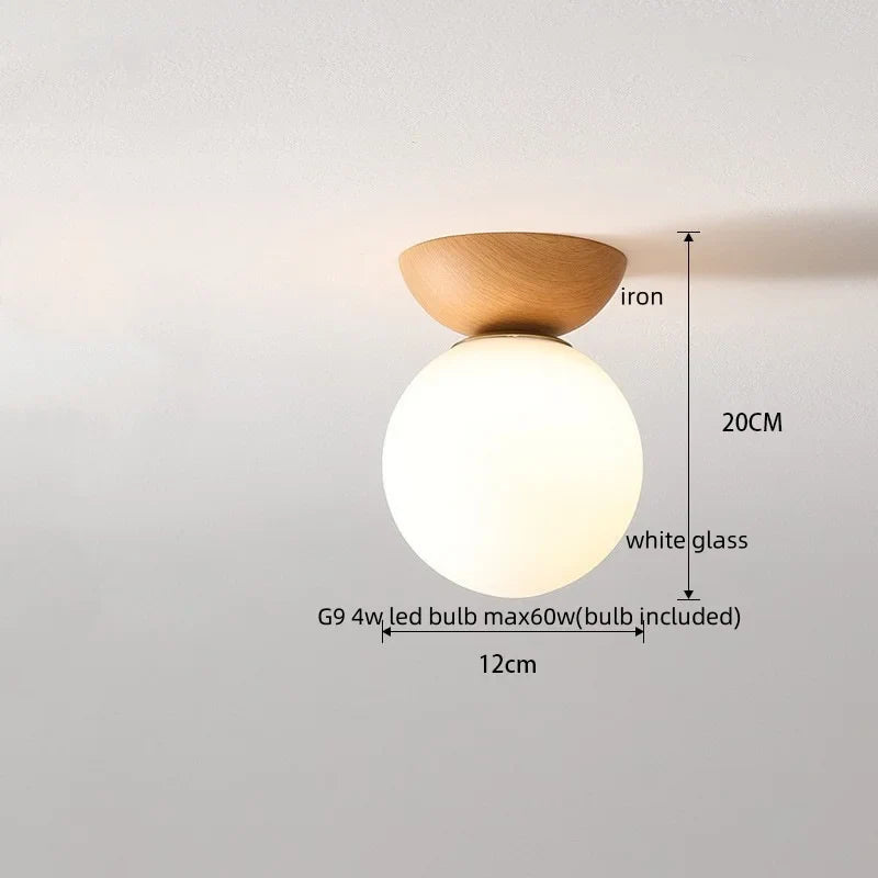 Axyaa Walnut Glass LED Ceiling Light Modern Art Decoration Fixture